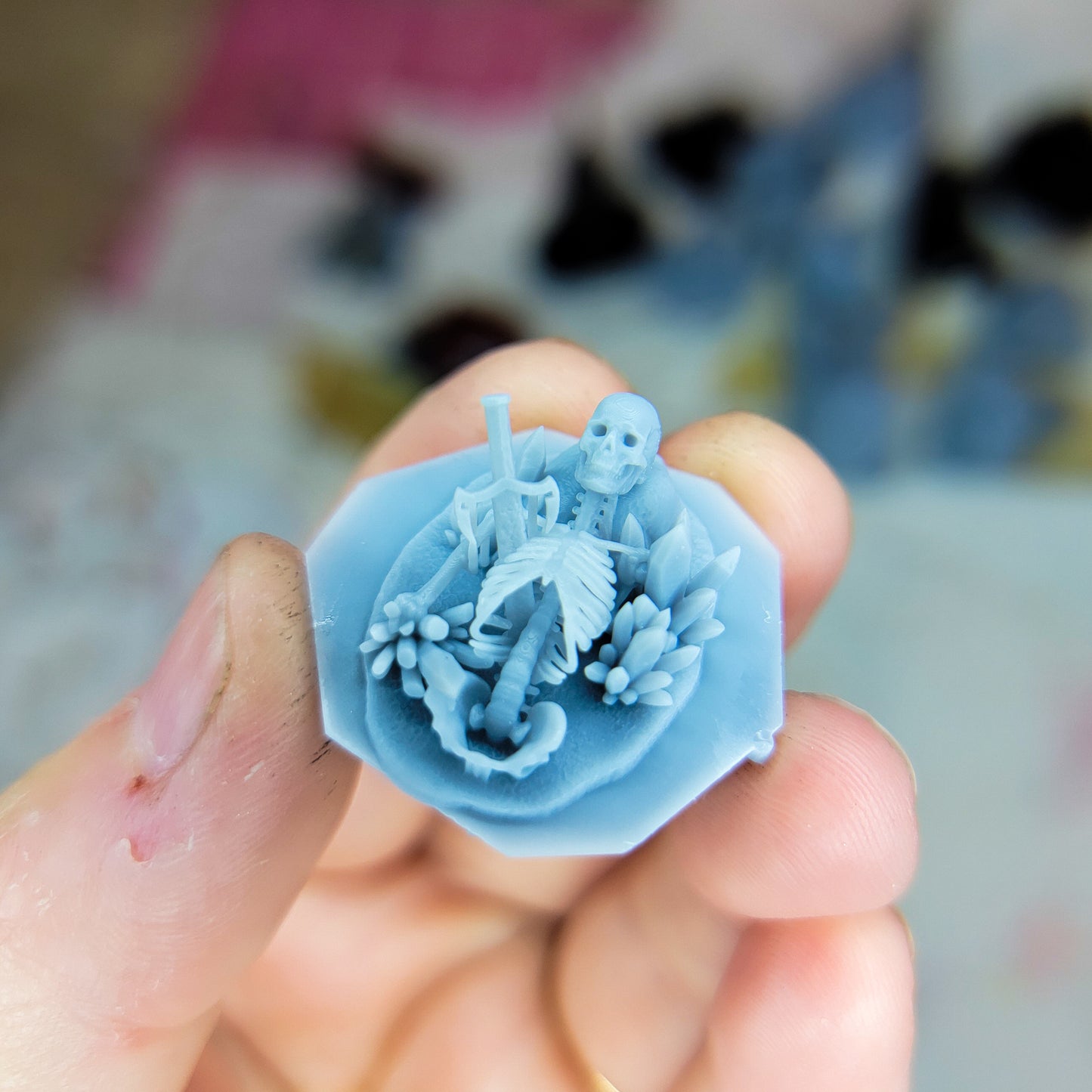 Skeleton diorama resin inclusion