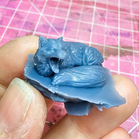 Sleepy Fox diorama resin inclusion