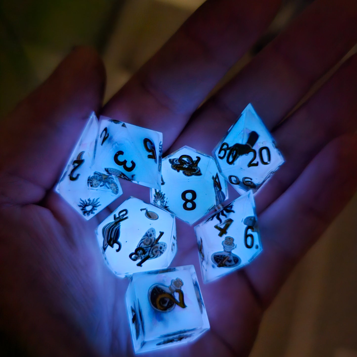 In A Glass Darkly 7 piece dice set