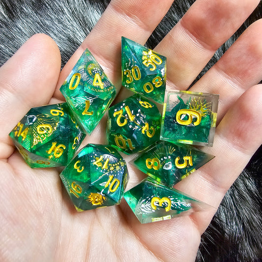 Greenery 8 piece dice set